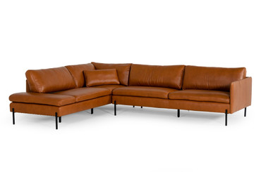 Sherry - Modern Cognac Leather Left Facing Sectional Sofa / VGKKKF.1061Z-CGN-LAF-SECT