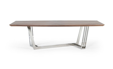 Gilroy - Modern Walnut & Stainless Steel Dining Table / VGBBMI2003T-WAL-DT