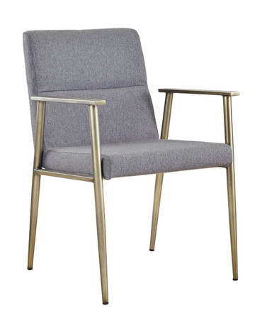 Sabri - Contemporary Grey & Antique Brass Arm Dining Chair / VGGAGA-6580CH-GRY