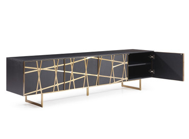 Kilson - Modern Black Oak & Champagne Gold TV Stand / VGVCTV1819-WG-BLK-TV