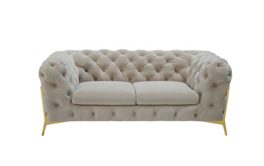 Quincey - Transitional Beige Velvet Loveseat / VGKNK8520-BEI-L
