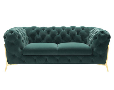 Quincey - Transitional Emerald Green Velvet Loveseat / VGKNK8520-GRN-L