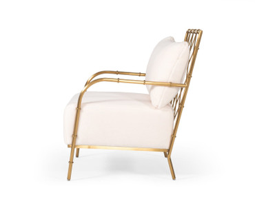 Ignacio - Glam White Velvet & Gold Accent Chair / VGMFOC-2211-WHT-CH