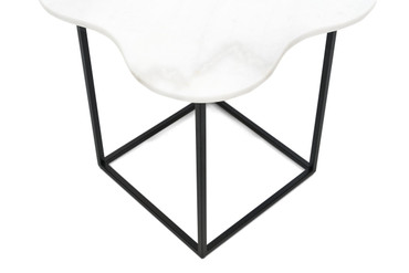 Aleidy - White Marble + Black Metal End Table / VGGMM-ET-1578-WHT-ET