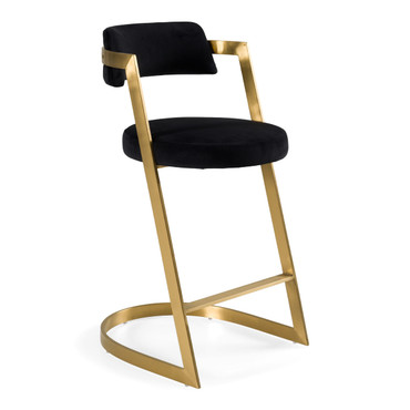 Shandra - Black Velvet + Gold Counter Stool / VGRHRHS-CS-220-FB-BLK-BS