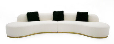 Frontier - Glam Off-White Fabric Curved Sectional Sofa with Black Pillows / VGODZW-943-BGE-SECT