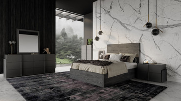 Lucia - Full Size Italian Modern Matte Grey / Elm Grey Bed / VGACLUCIA-GRY-BED-FULL