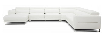 Hawkey - Contemporary White Full Leather U Shaped Left Facing Sectional Sofa / VGKKKF1066-LAF-WHT