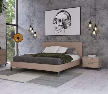 Eastern King Nova Domus Boston - Modern Brown Oak & Brushed Stainless Steel Bed / VGANBOSTON-BED-EK