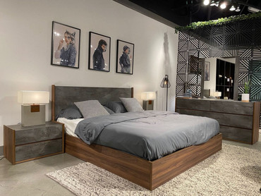 Rado - California King Modern Walnut & Volcanic Slate Bed / VGACRADO-WAL-BED-CK