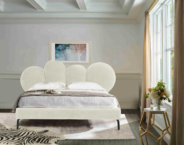 Destiny - Queen Contemporary White Sherpa Bubble Bed / VGODZW-20104-WHT-BED-Q