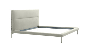 Bergeron - Eastern King Contemporary Cream Woven Fabric Bed / VGODZW-20107-WHT-BED-EK