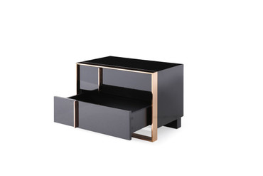 Cartier - Queen Modern Black + Rose Gold Bed + Nightstands / VGVCBD-A002-BLK-BED-2NS-SET-Q