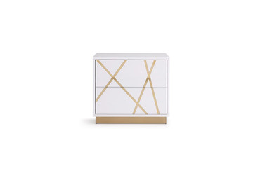 Nixa - California King Modern White + Gold Bed + Nightstands / VGVCBD1909-BLK-BED-2NS-SET-CK