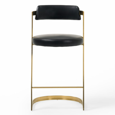 Shandra - Black Leatherette + Gold Counter Stool / VGRHRHS-CS-220-PU-BLK-BS