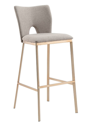 Burton - Glam Greige Fabric + Brass Bar Stool (Set of 2) / VGGAGA-6527CH-BS