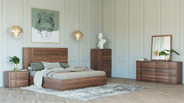 Eastern King Nova Domus Asus - Italian Modern Walnut 4-Piece Bedroom Set / VGACASUS-4PC-SET-WAL-EK