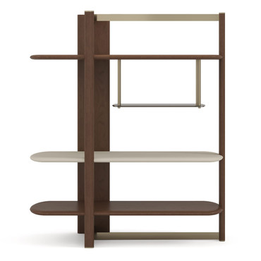 Denali - Mid-Century Modern Walnut + Tea Glass + Gold Left-Facing Shelf / VGCS-DS-24127-L