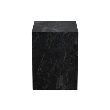 Ark Square Pedestal End Table in Genuine Black Marble / ARKETBL