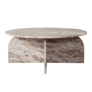 Nebula Round Cocktail Table in Genuine Marble Panther Beige finish / NEBULACTPB