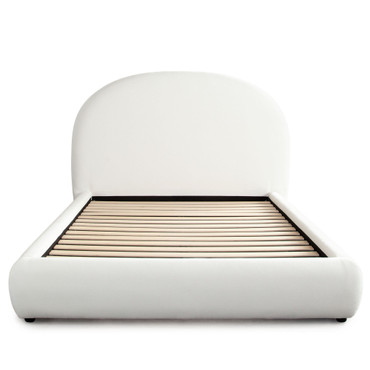 Fox Eastern King Bed in White Performance Fabric w/ Arch Headboard / FOXWHEKBED