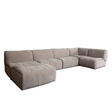 Leigh 6PC Reversible Sectional in Dove Nature Polyester Fabric / LEIGH1SC4AC1OT