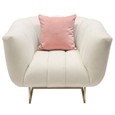 Venus Cream Fabric Chair w/ Contrasting Pillows & Gold Finished Metal Base / VENUSCHCM