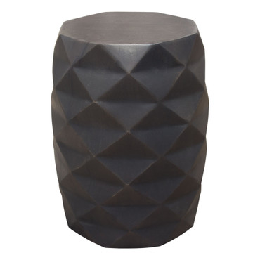 Fig Solid Mango Wood Accent Table in Grey Finish w/ Geometric Motif / FIGETGR