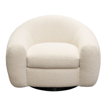 Pascal Swivel Chair in Bone Boucle Textured Fabric w/ Contoured Arms & Back / PASCALCHBO