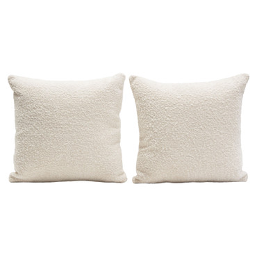 Set of (2) 16" Square Accent Pillows in Bone Boucle Textured Fabric / PILLOW16BO2PK