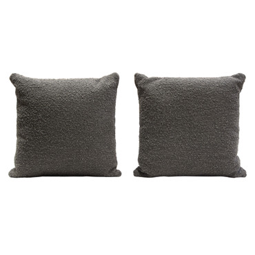 Set of (2) 16" Square Accent Pillows in Charcoal Boucle Textured Fabric / PILLOW16CC2PK