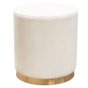 Sorbet Round Accent Ottoman in Cream Velvet w/ Gold Metal Band Accent / SORBET2OTCM
