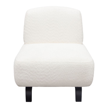 Vesper Armless Chair in Faux White Shearling w/ Black Wood Leg Base / VESPERACWH