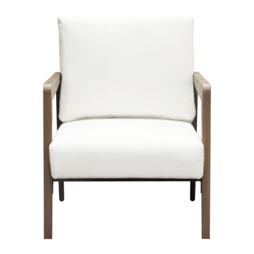Blair Accent Chair in White Fabric with Curved Wood Leg Detail / BLAIRCHWH