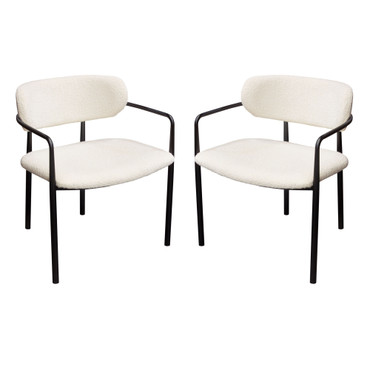 Set of (2) Skyler Dining Chairs in Ivory Boucle Fabric w/ Black Metal Frame / SKYLERDCIV2PK