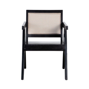 Carter Dining/Accent Chair in Solid Wood Frame in Black Finish w/ Natural Cane Seat Back / CARTERCHBL