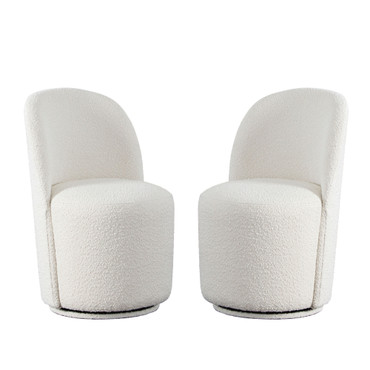 Kendall Dining/Accent Swivel Chair in Ivory Boucle Fabric / KENDALLCHIV2PK