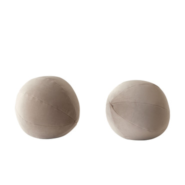 Set of (2) 10" Round Accent Pillows in Mink Tan Velvet / PILLOWBALLTN2PK