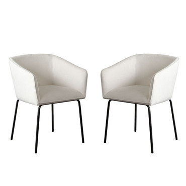 Avery Set of (2) Dining Chairs in Mist White Performance Fabric w/ Black Metal Leg / AVERYDCWH2PK