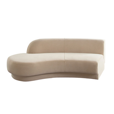 Zelda LF Curved Chaise in Light Camel Performance Velvet w/ (1) Accent Pillow Ball / ZELDALCLCA