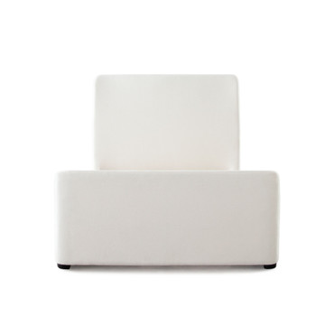 Eve Queen Bed in Elite Ivory Fabric w/ Contoured Headboard & Footboard / EVEIVQUBED