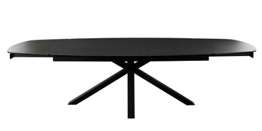 Onyx Rectangle Extension Dining Table w/ Black Ceramic Glass Top & Black Metal Leg / ONYXDTBL