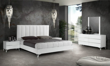 Queen Angela - Italian Modern White Eco Leather 4-Piece Bedroom Set / VGACANGELA-4PC-SET-Q