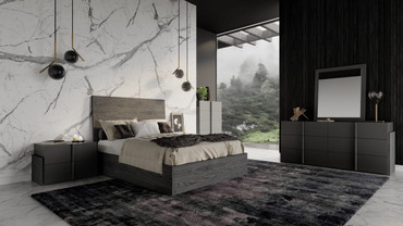 Eastern King Lucia - Italian Modern Matte Grey + Elm Grey 4-Piece Bedroom Set / VGACLUCIA-4PC-SET-EK