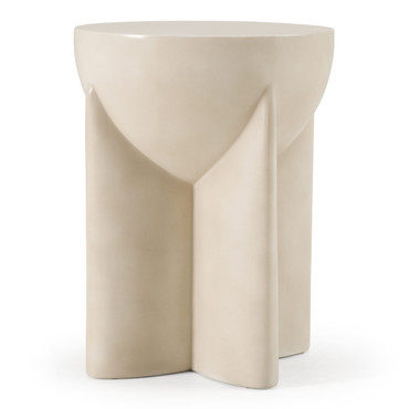 Elsa - Modern Oyster Concrete Round End Table / VGGR-615436-WHT