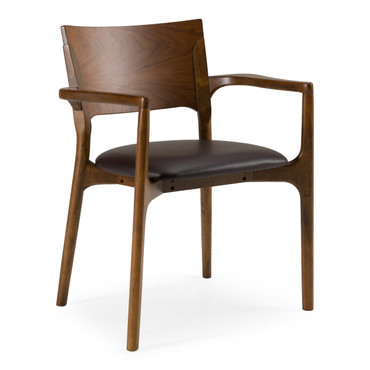 Edelman - Mid-Century Modern Brown Leatherette + Walnut Dining Chair / VGMA-MI-1286-WAL
