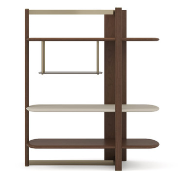 Denali - Mid-Century Modern Walnut + Tea Glass + Gold Right-Facing Shelf / VGCS-DS-24127-R