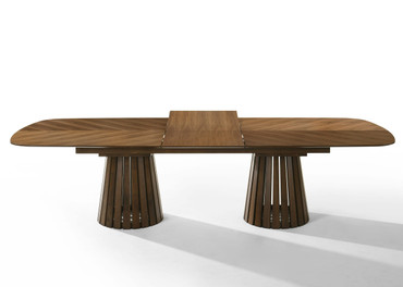 Truman - Mid-Century Modern Walnut Extendable Dining Table + 10 Chairs Set / VGMA-MIT-5346-MI-1240-11PC