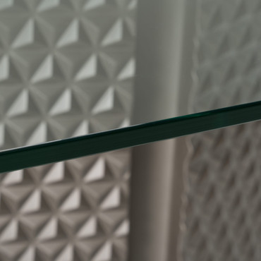 Raphael - Modern Glass + Silver Dining Table / VGVC-T2579