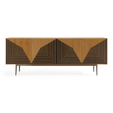 Azteca - Modern White Oak + Black Geometric Pattern Buffet / VGVC-G2566